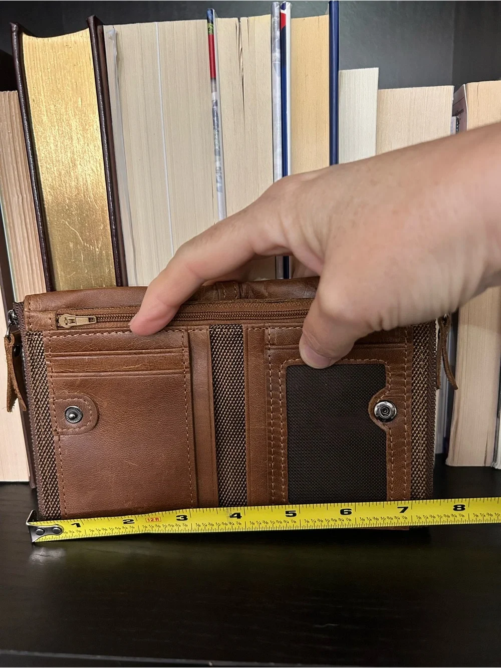 Brown Leather Men's Bifold Zip Wallet